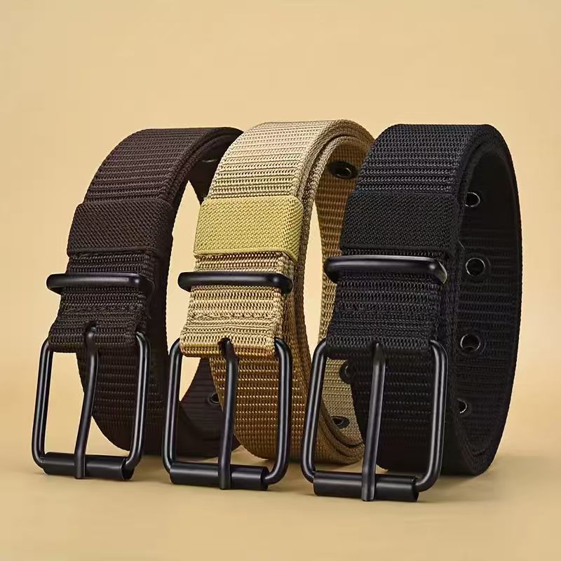 Ceinture en cuir à boucle ardillon en toile poreuse pour hommes, ceinture de sport d'extérieur, ceinture à œillets tendance pour femmes, ceinture pour jeans pour hommes et femmes