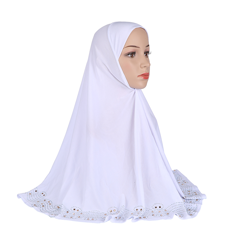 H001 Adultes grande taille musulman hijab écharpe avec strass islamique foulard chapeaux armia tirer sur bandeau ramadan cadeau