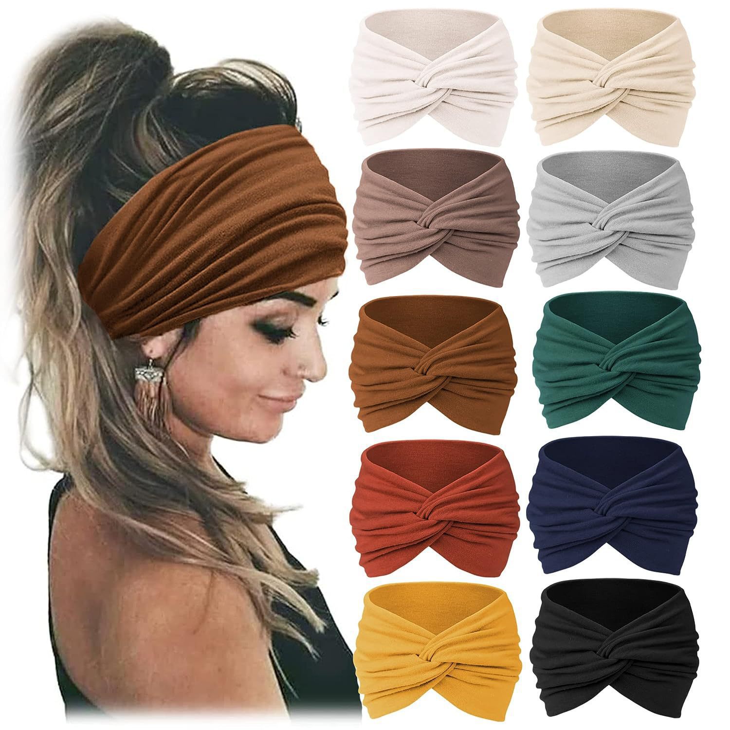 Bandeau élastique pour le fitness, bandeau à bord large pour le yoga, bandeau absorbant la sueur, foulard à la mode, bandeau cravate