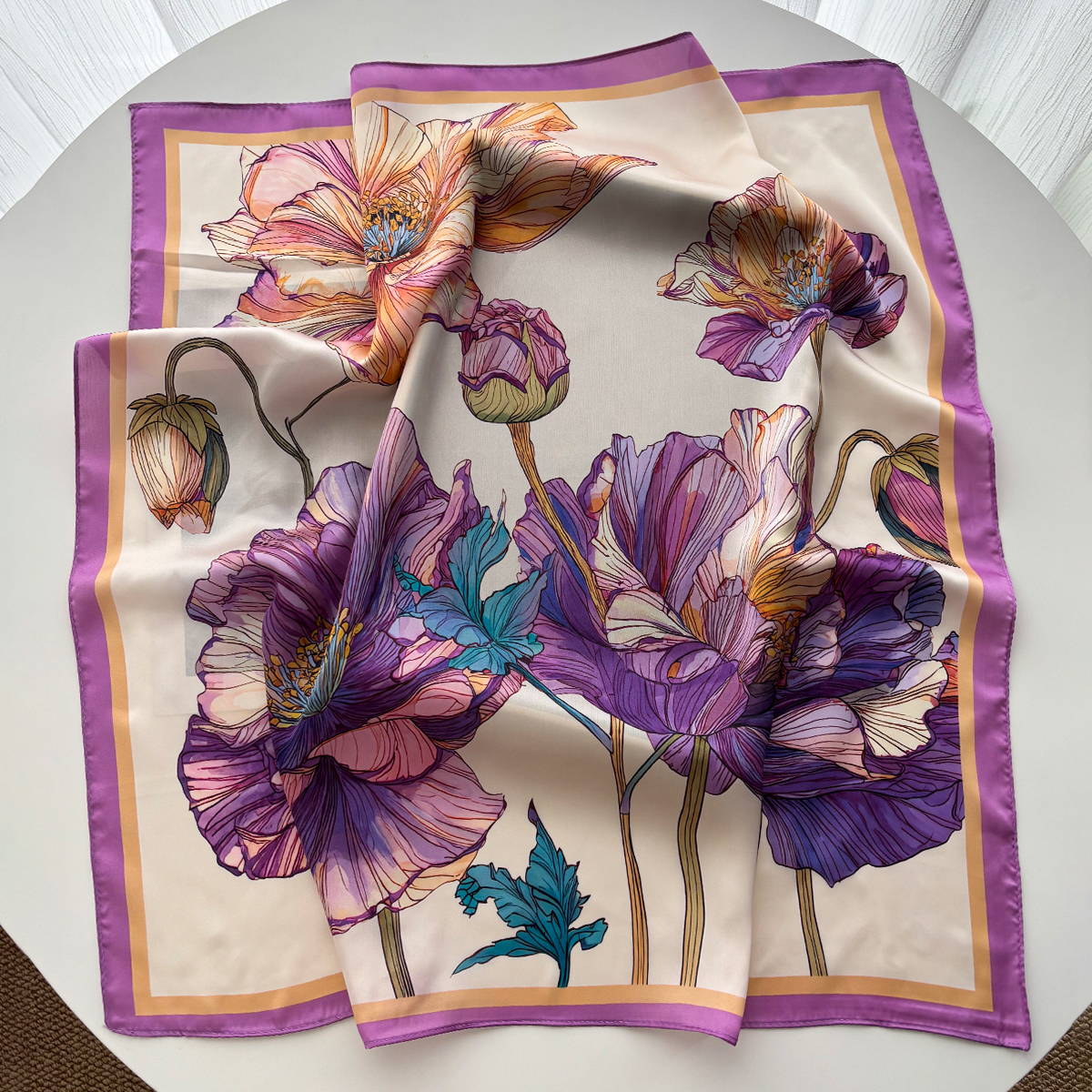Élégant Foulard Carré en Soie Imitation Florale pour Femme, Bandeau Cheveux, Bandana, Écharpe de Cou, Nouveauté 2026