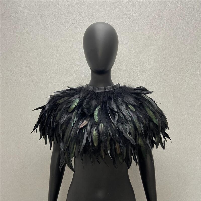 Châle de Style Gothique pour Femme, Foulard de Cou, Robe de Dinde, Cape d'Halloween, Fourrure, Plume, ixde Mariage, Cosplay