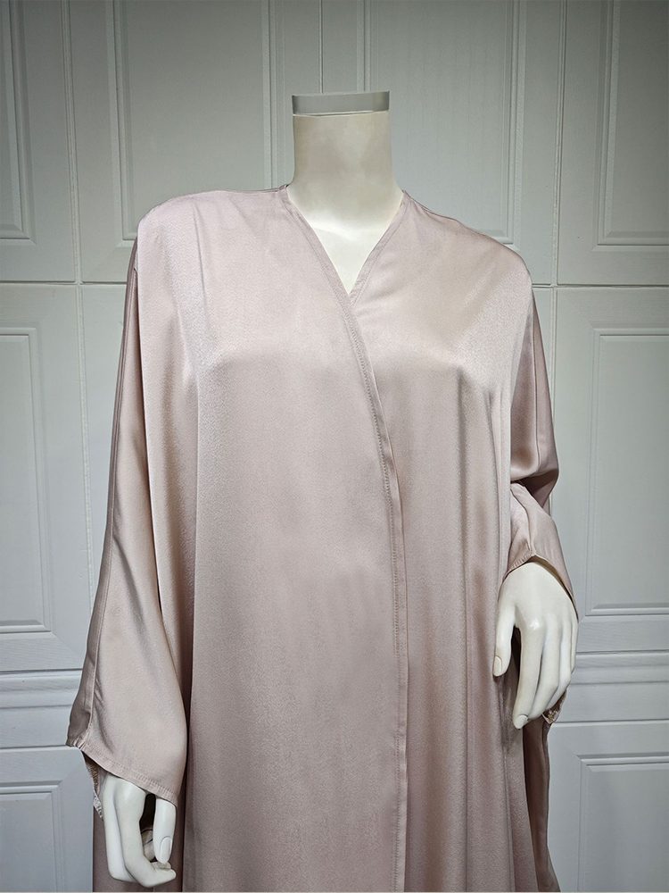 Robe musulmane du Moyen-Orient, mode, satin doux et léger, manches chauve-souris, manteau à manches longues, robe arabe pour femmes