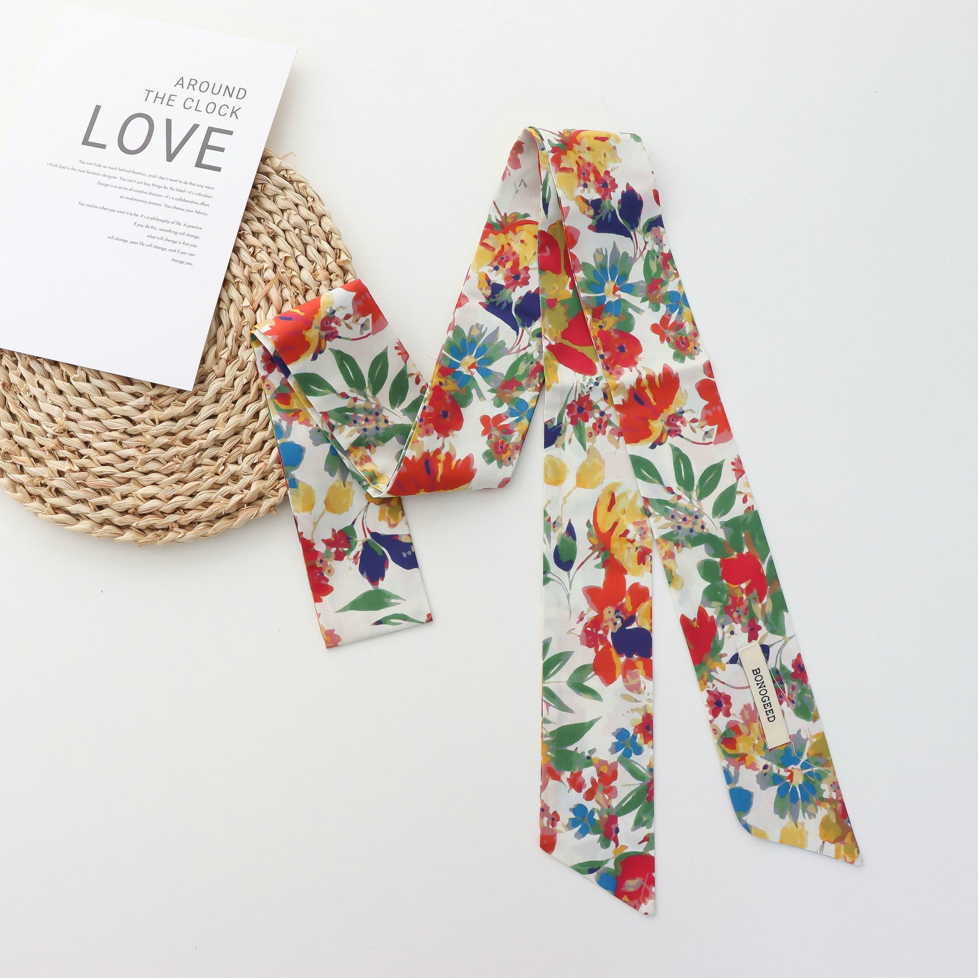 Foulard Long en soie à fleurs françaises rétro pour femmes, foulard de cou, nouveau sens de haute qualité, ruban décoratif pour cheveux, à la mode, printemps 2025