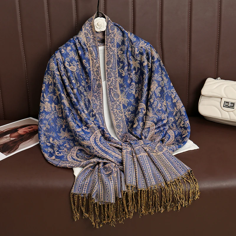 Châle de luxe de Style bohème pour femmes, écharpe en cachemire Jacquard Paisley de styliste, Hijab musulman Pashmina, Foulard enveloppant