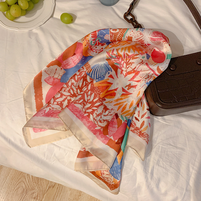 Foulard Carré à Rayures de Luxe pour Femme, Châle Rond, 70cm, pour la raq, Sauna, Hijab, Bandana, Cadeau pour Fille