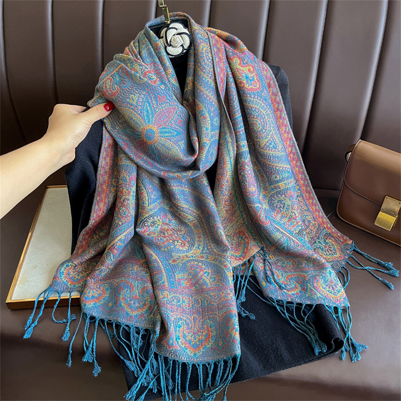 Élégant ethnique automne cachemire châle pour femmes Jacquard Pashmina foulards Bufandas De Invierno Mujer femme Foulard étoles écharpe