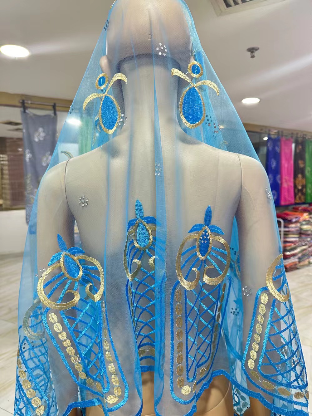 En promotion : Nouveauté 2026 – Voile africain brodé pour femmes musulmanes, style Dubaï, châle islamique en voile