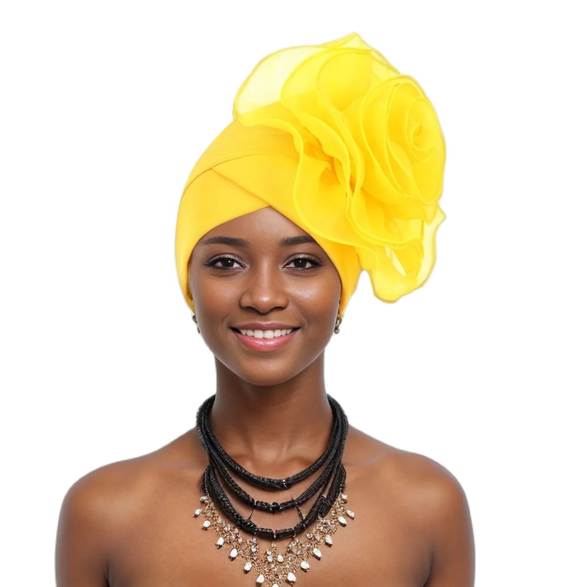 Turban Africain à Grande Fleur Exagérée pour Femme, Couvre-chef, Bandana, Église, ixde Mariage, Sauna, Écharpe, Chapeau, Document Solide
