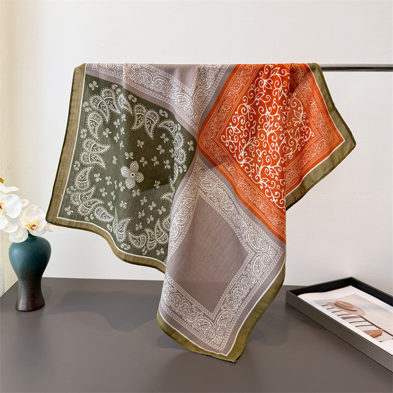 Hijab en coton imprimé paisley tendance 65*65cm pour femmes, foulard pour la tête, printemps automne, foulard doux, bandana, foulard carré