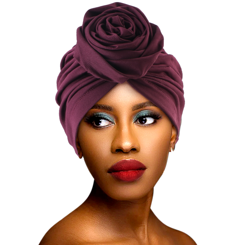 Bonnet turban à grande fleur pour femme, casquettes hijab musulmanes, bandana pour dames, bonnet chimio, chapeau africain, fête de mariage, pièce de sauna