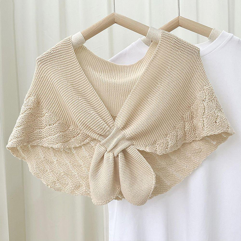 Hiver plus chaud couleur unie Blouse couverture épaule Cape coréenne faux colliers noué écharpe épais silencieux femmes tricoté châle écharpe