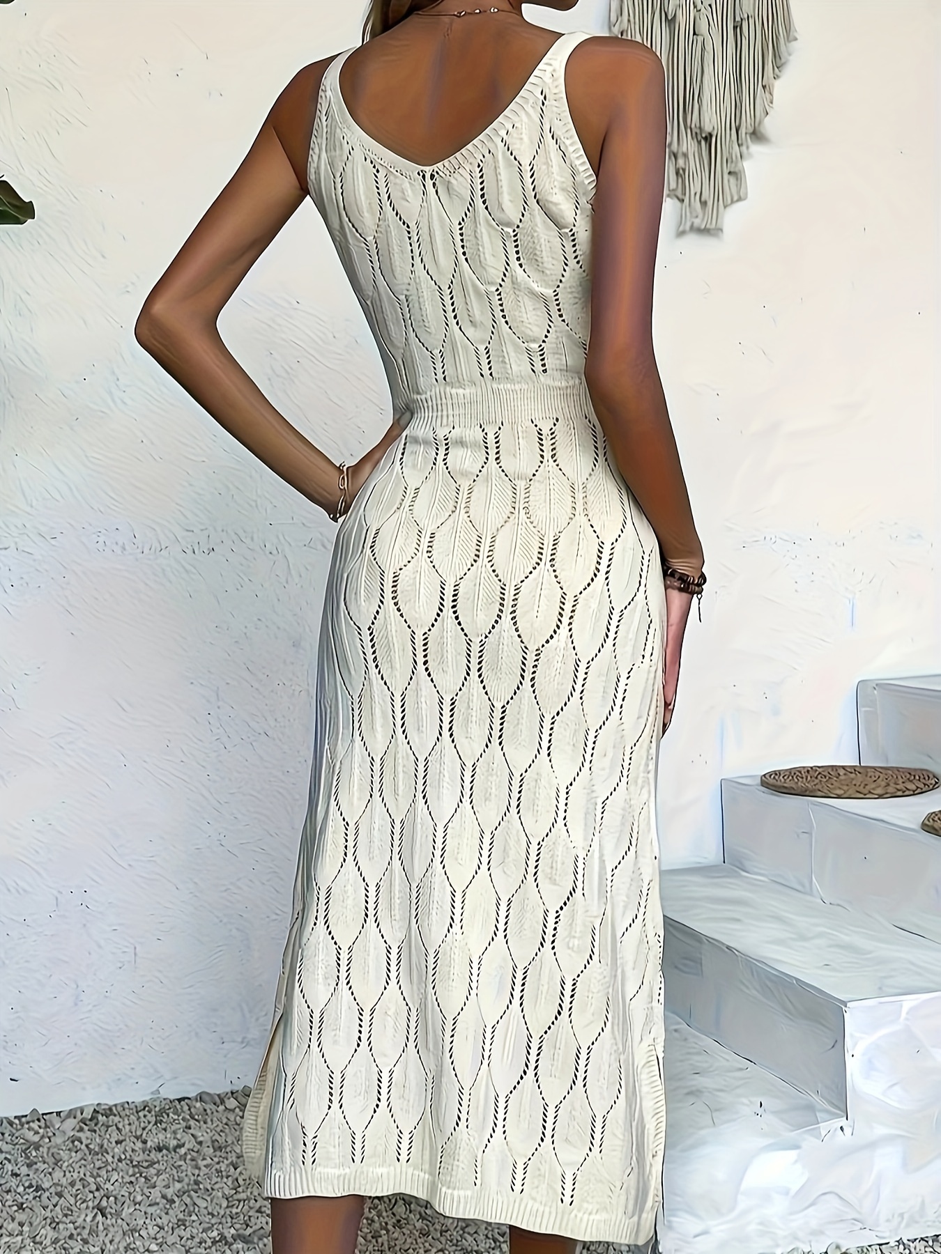 Robe pull mixtée sans manches, style manteau long, semi-transparente et sans doublure