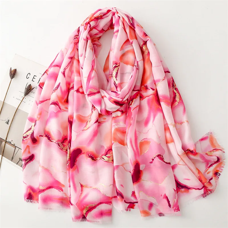 Écharpe de luxe en Viscose pour femmes, châle de plage ventilé, en coton et lin, sensation de pompon, Pashmina, Hijab musulman, Turban pour dames, été