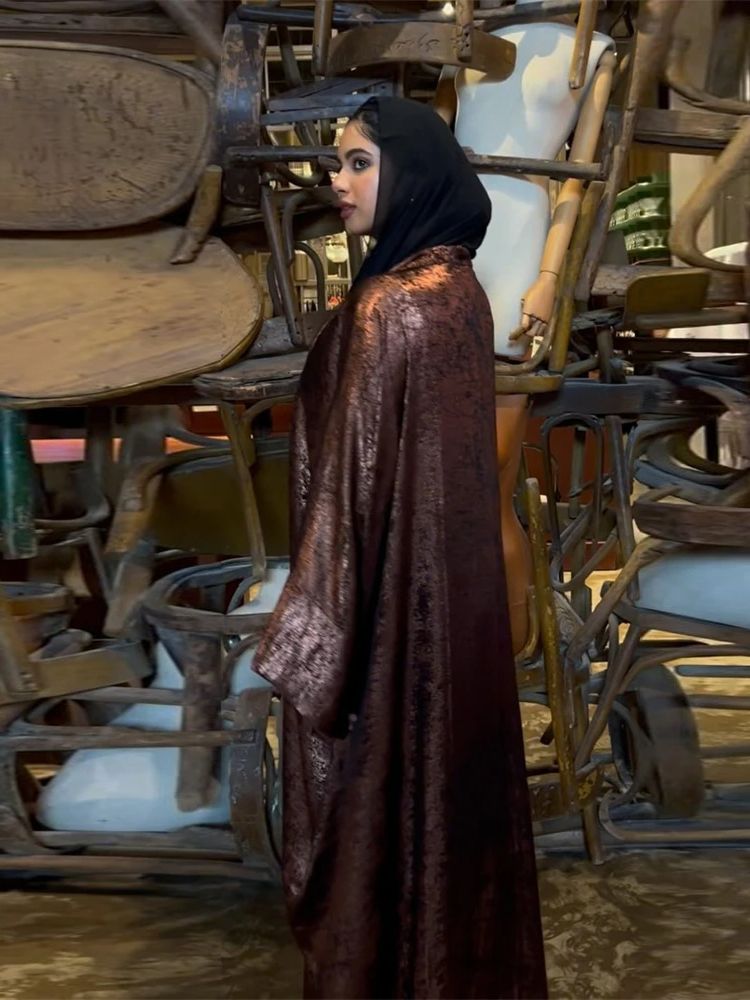 Ramadan brillant Satin ouvert Kimono Abaya dubaï luxe 2025 caftan musulman Robe Abayas pour les femmes Islam vêtements Robe Femme Musulmane
