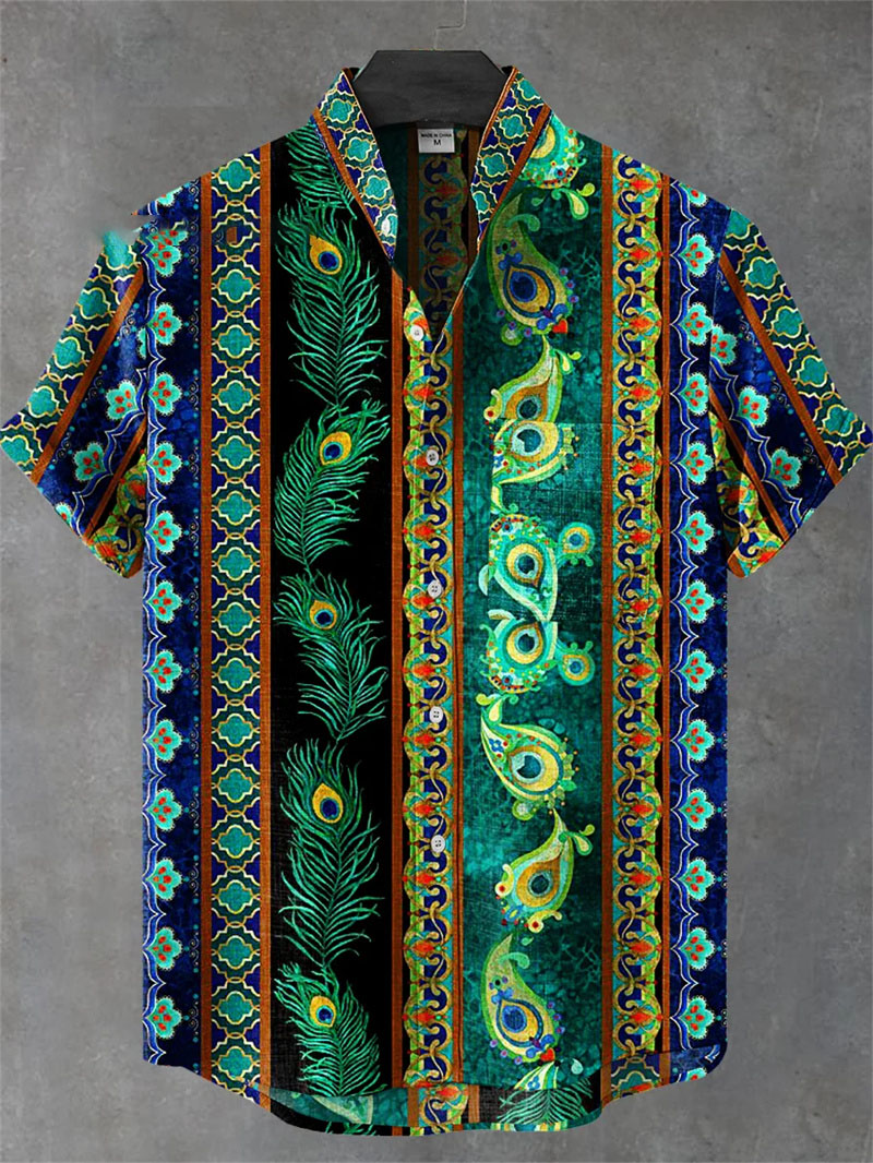 Chemise de luxe décontractée pour hommes, rétro, manches courtes, chemise à revers, Style ethnique, tendance, impression 3d, vêtements pour hommes