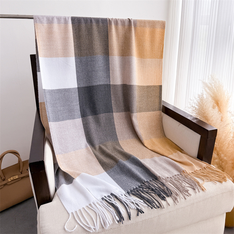 Châle chaud femmes écharpe de luxe cachemire hiver couverture enveloppes décontracté Plaid imprimé Pashmina Bufanda voyage Poncho étoles Echarpe