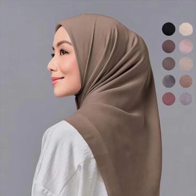 Écharpe carrée en coton et Viscose pour femme musulmane, châles Hijab, bandeau de couleur unie, enveloppes de cheveux simples, Turban islamique, 110cm