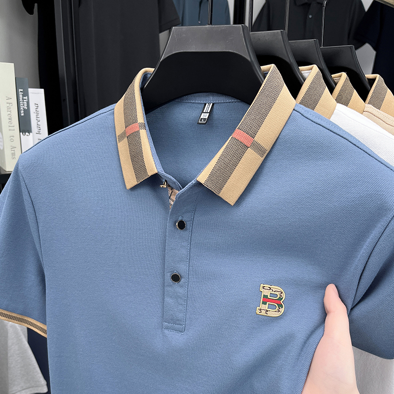 Polo à manches courtes de marque de luxe pour homme, nouveau t-shirt Paul en coton et soie respirant haut de gamme, mode décontractée pour homme