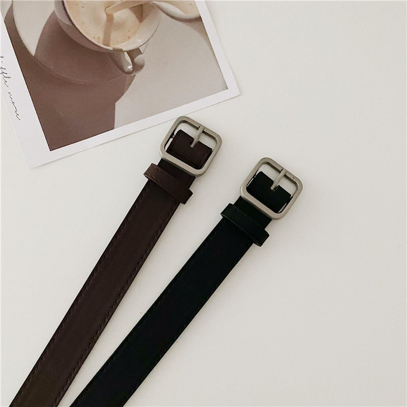 Ceinture polyvalente de mode coréenne, style chic rétro simple pour étudiants, ceinture décontractée à boucle carrée, ceinture pour hommes et femmes