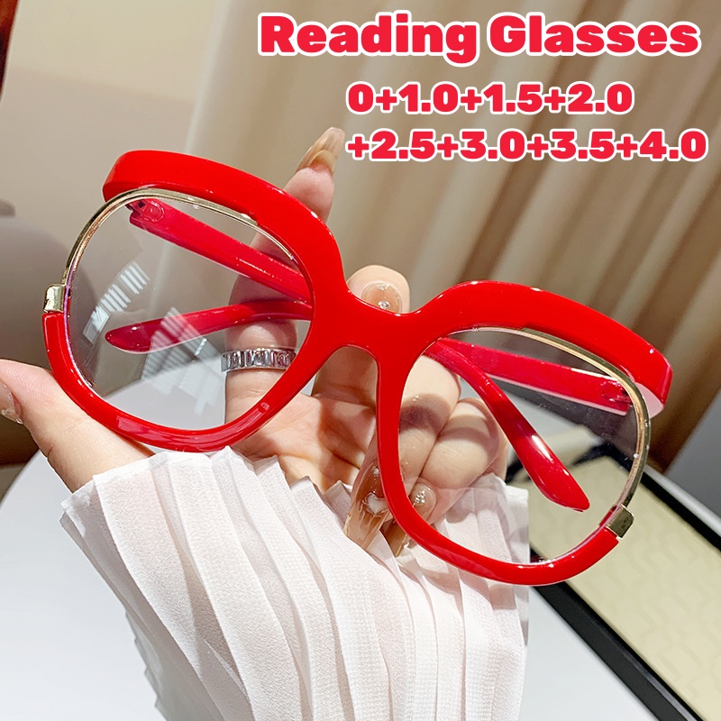 Lunettes de lecture surdimensionnées pour hommes et femmes, Anti lumière bleue, hypermétropie, montures rondes uniques, lunettes décoratives dioptrie