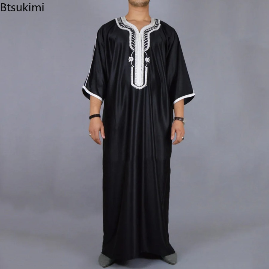 Abayas musulmans pour hommes, Vintage, longues Robes décontractées, vêtements islamiques arabes, chemise ample rayée, Jubba Thobe, robe saoudienne du moyen-orient, 2026