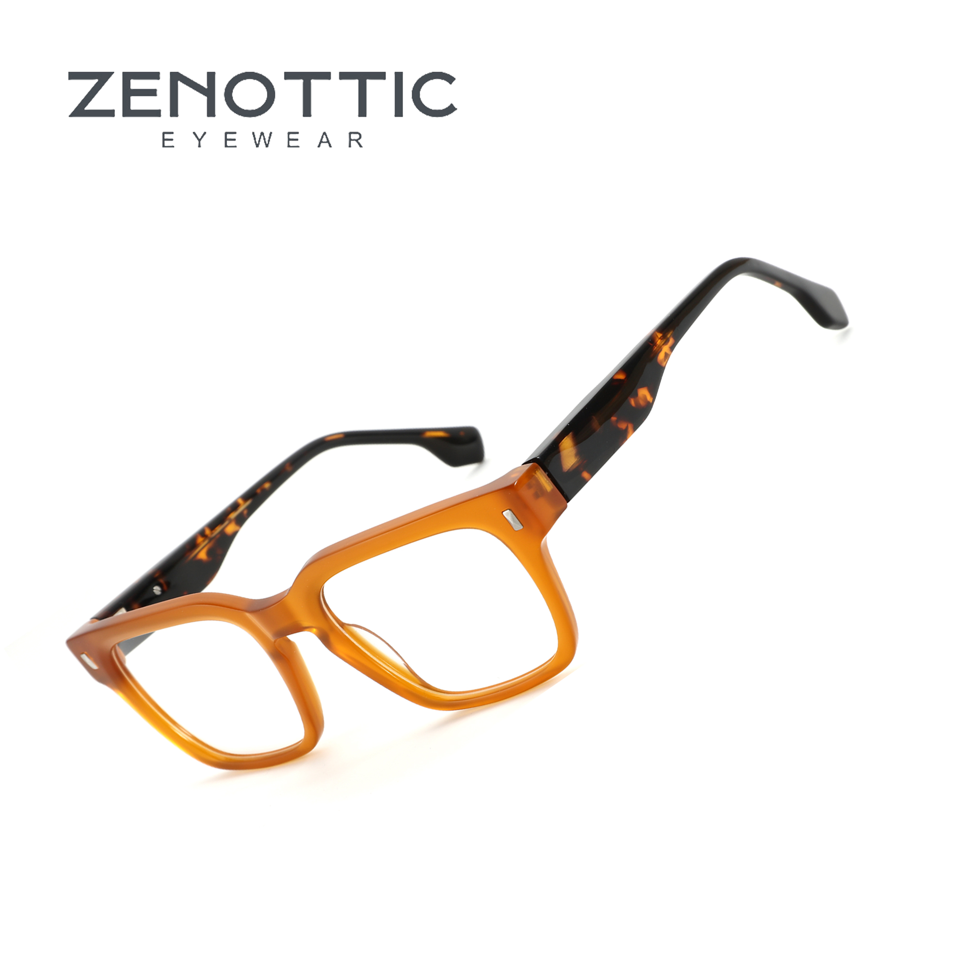 ZENOTTIC Montures optiques carrées élégantes en acétate faites à la main pour lunettes pour hommes