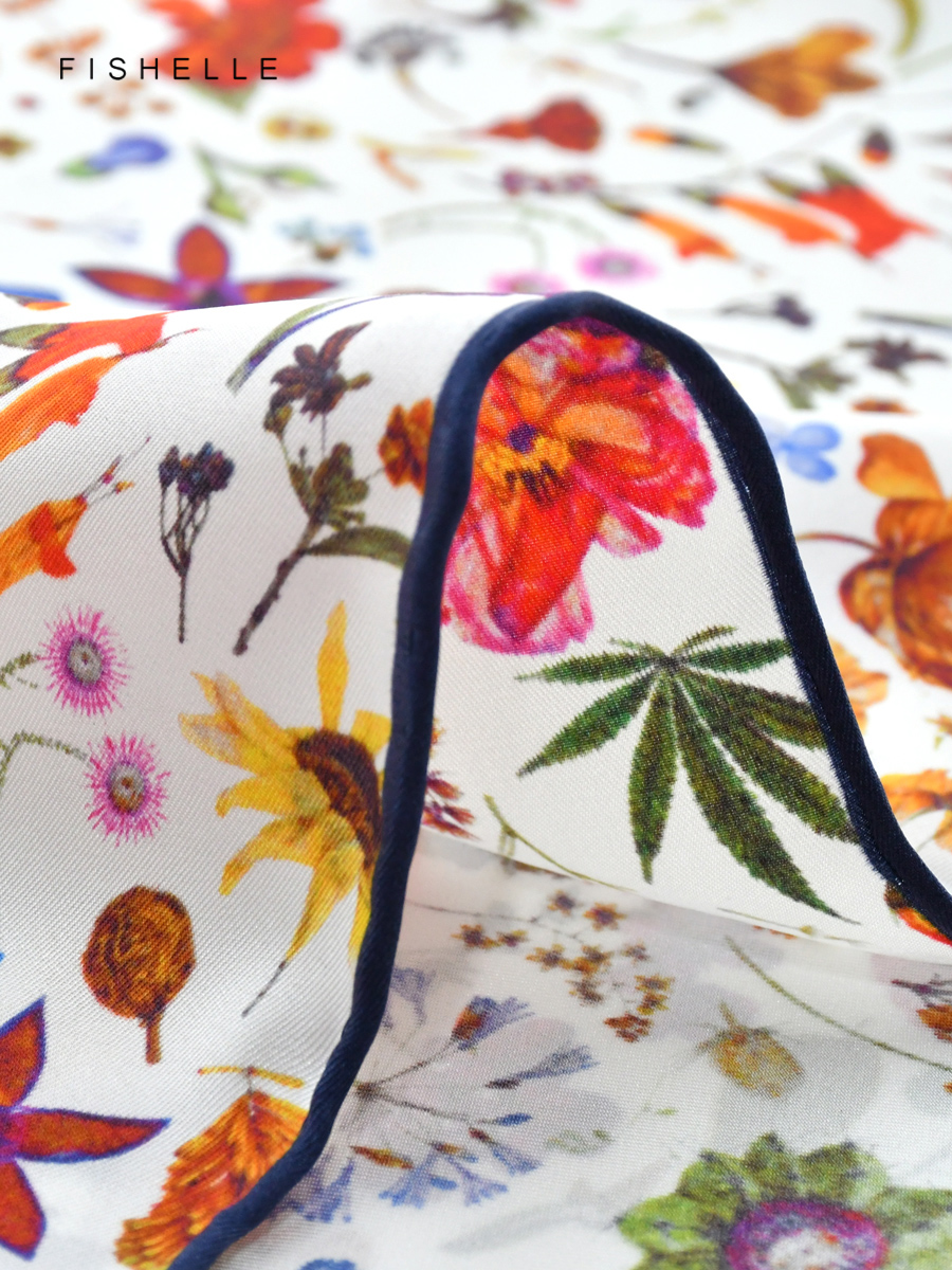 Foulard 100% soie imprimé Floral blanc pour femme, foulard enveloppant, châle en sergé de 50cm, carré, cadeau de luxe, printemps et automne