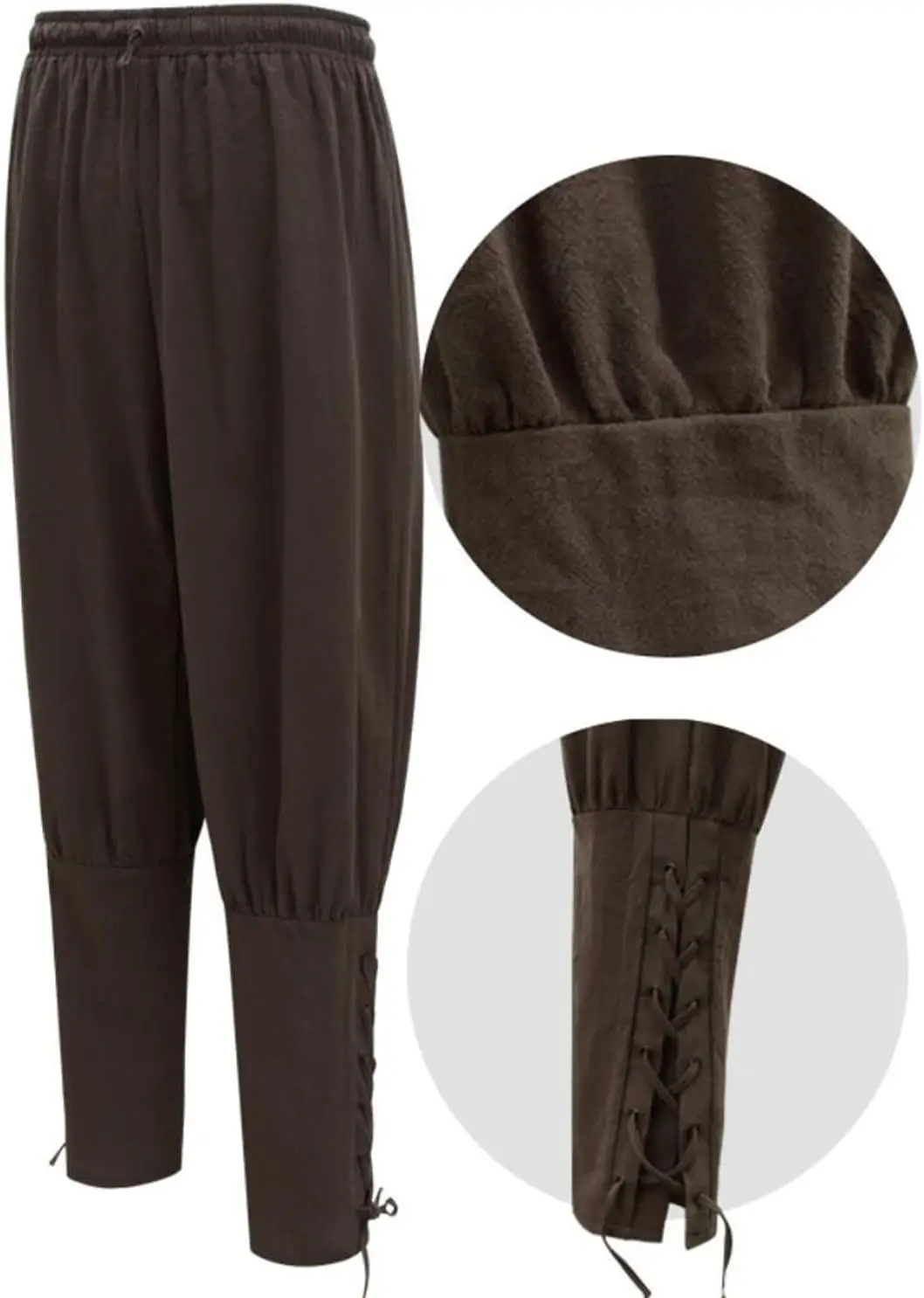 1 pantalon à bandes à la cheville pour hommes et femmes, pantalon de Cosplay de Pirate Viking médiéval, pantalon Renaissance pour adultes