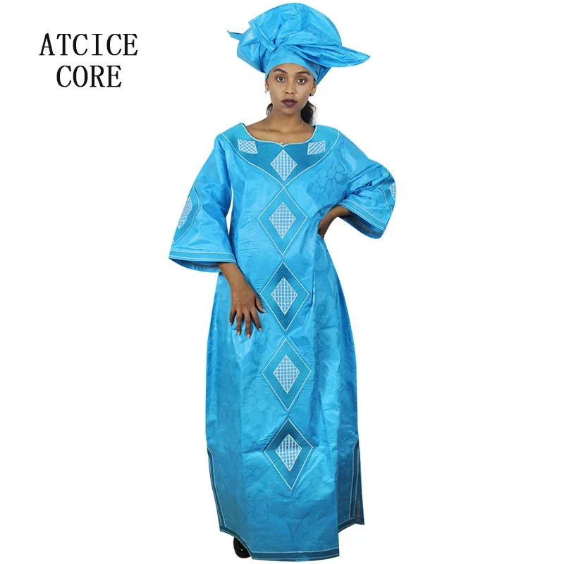 Robes africaines pour femme Bazin Riche broderie conception longue robe écharpe