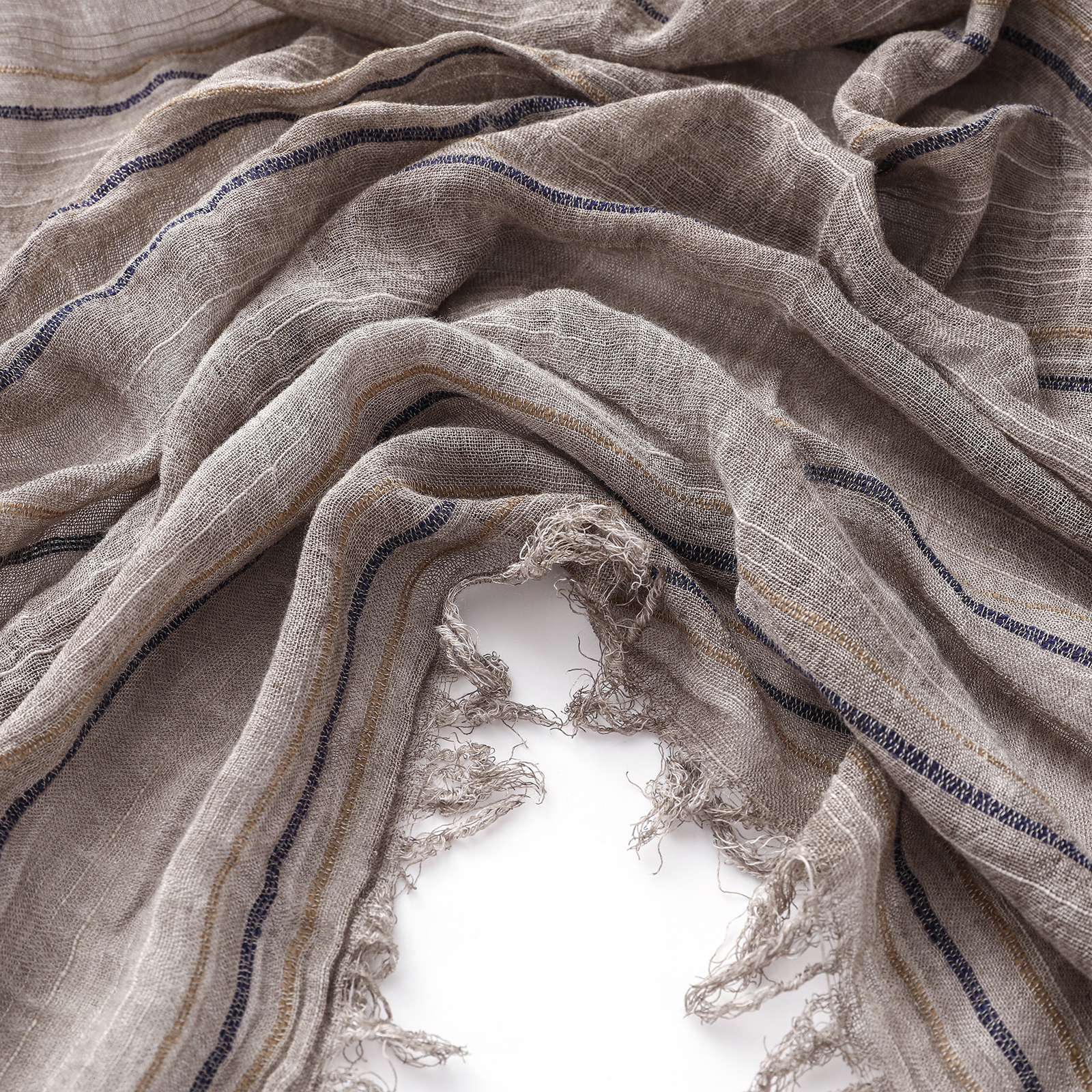Écharpe rayée en coton et lin pour hommes et femmes, châles et enveloppes longs et doux, pompon court, accessoires masculins, automne hiver