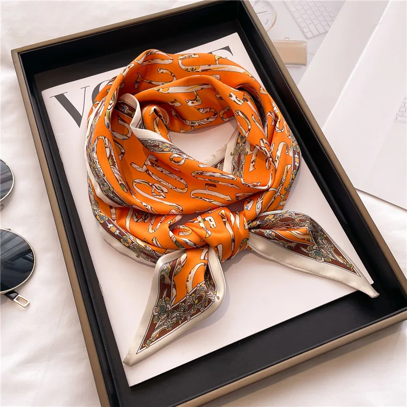 Long foulard maigre bandes de cheveux femmes foulards en soie mode bandeaux sac foulards imprimer bandeau cou écharpe pour dames 14x147 cm
