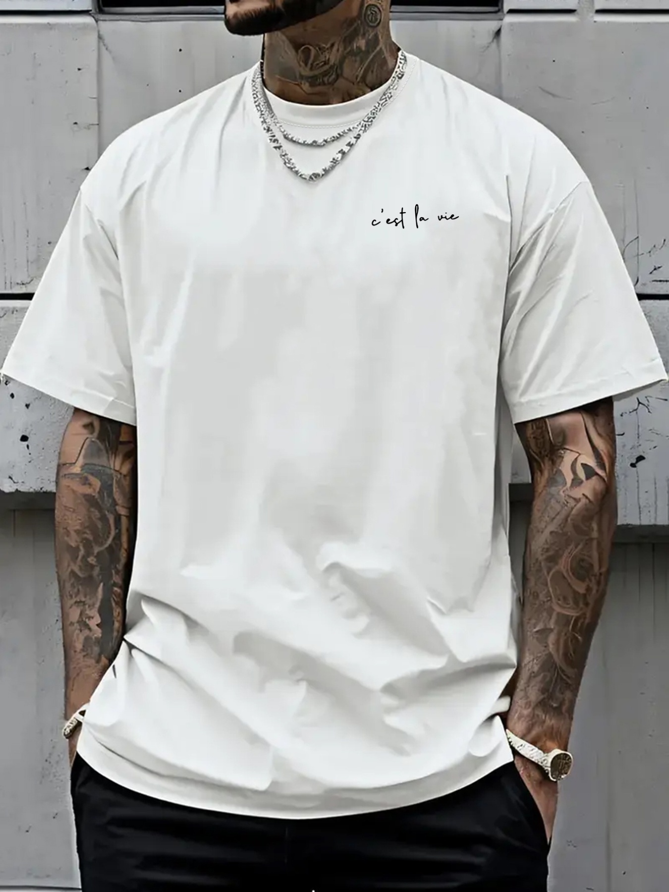 T-shirt pour homme, la vie est comme un spectacle, T-shirt ample pour homme à motif double face pour une attitude dans la vie, vêtements pour hommes, t-shirts