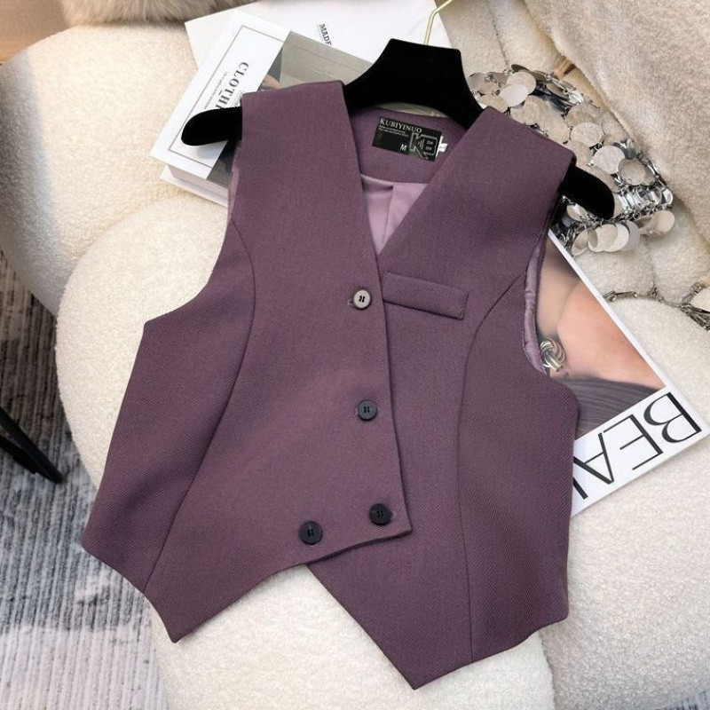 Costume Simple sans manches, gilet décontracté, pantalon à jambes larges, ensemble deux pièces pour femmes, nouvel ensemble de costume élégant, 2025