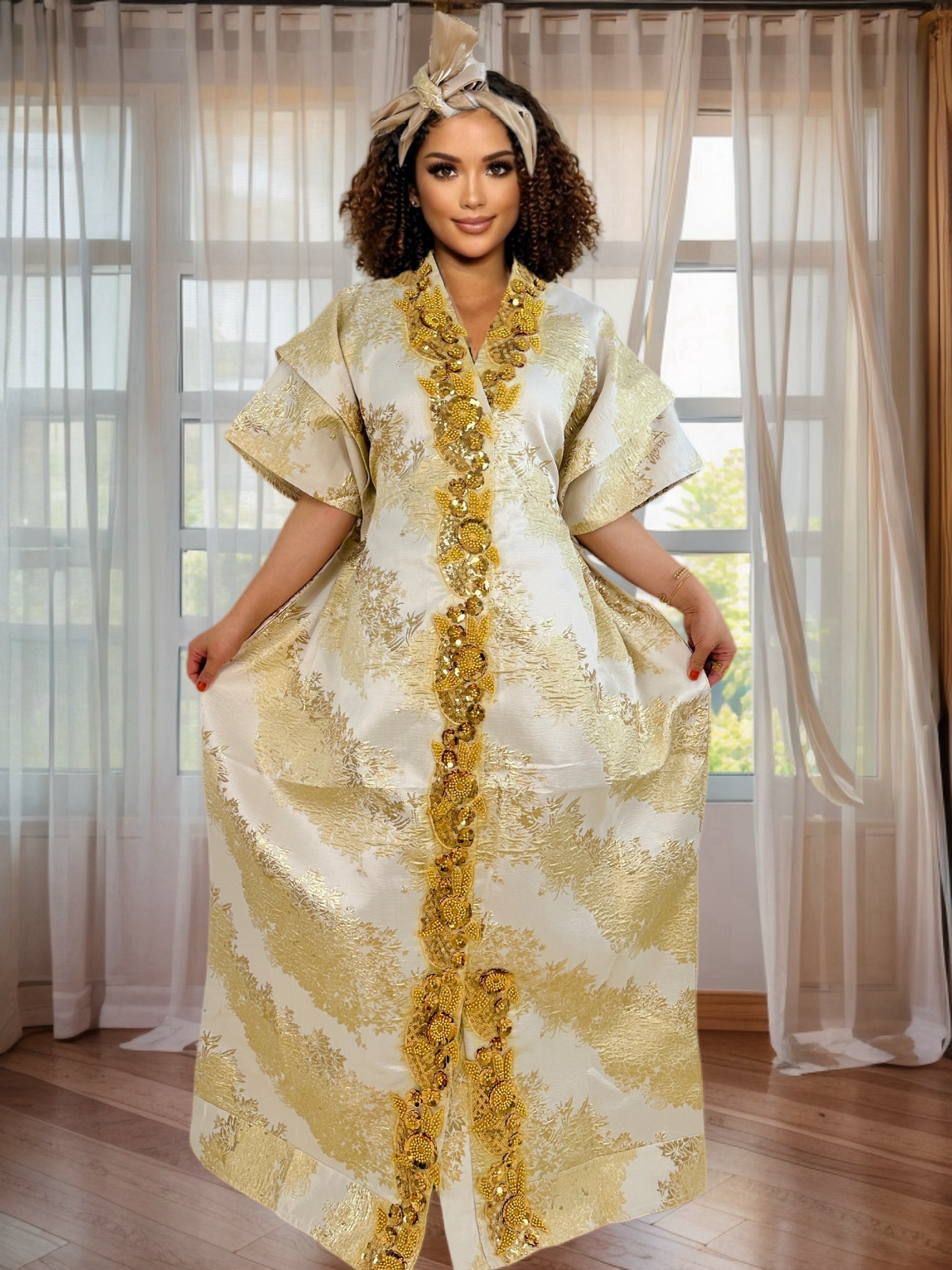 Robe longue caftan élégante ornée de strass pour femmes Abaya Shinny tenue africaine traditionnelle élégante