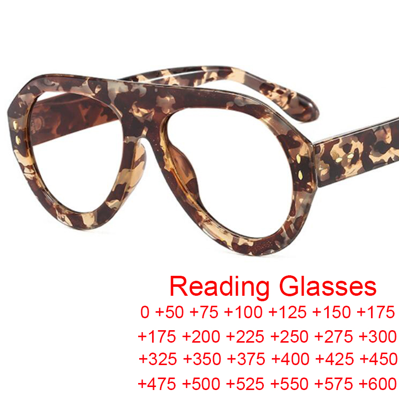Lunettes de lecture pilote surdimensionnées à la mode femmes hommes fleur marron lunettes Vintage nouvelles lunettes de lumière bleue claire + 1.25 + 1.5 + 6