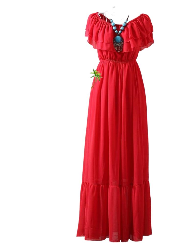 Robe longue en mousseline de soie à volants style bohème, collection été 2026, Vestidos Femininos, robe tropicale pour femme, robe élégante pour femmes