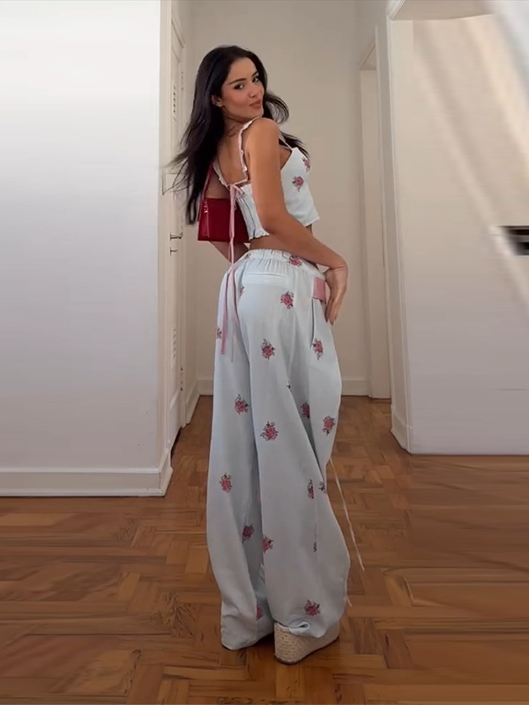 Ensemble pantalon et veste imprimés sexy pour femmes, haut élégant à manches longues avec lacets, pantalon large, tenue de vacances automne-hiver 2026, nouveauté.