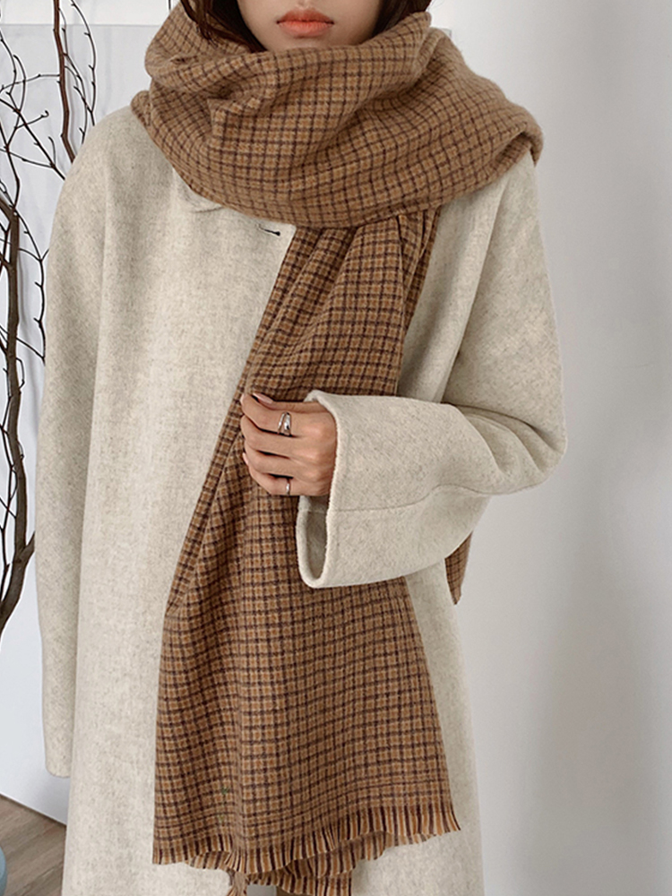 Écharpe à carreaux en cachemire unisexe, Hijab chaud, Mujer, Bufandas, châle rond, vintage, décontracté, femmes, hommes, hiver