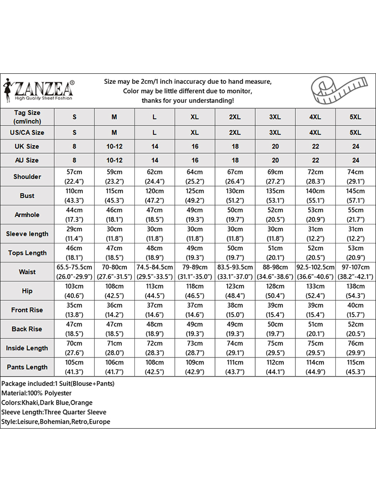 ZANZEA été 2 pièces femmes pantalons ensembles mode correspondant ensembles 3/4 manches Blouse ample jambe large pantalon costume élégant travail OL tenues