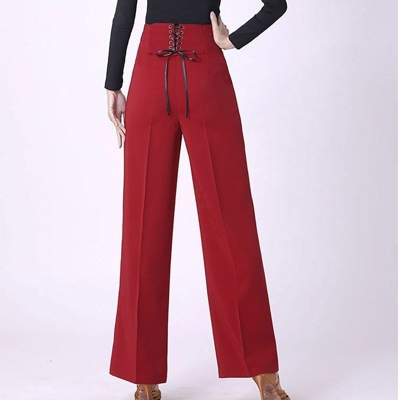 Pantalon femme pantalon de danse latine danse moderne danse salle de bal pantalon à jambes larges dames taille haute décontractée pantalon en mousseline de soie ample