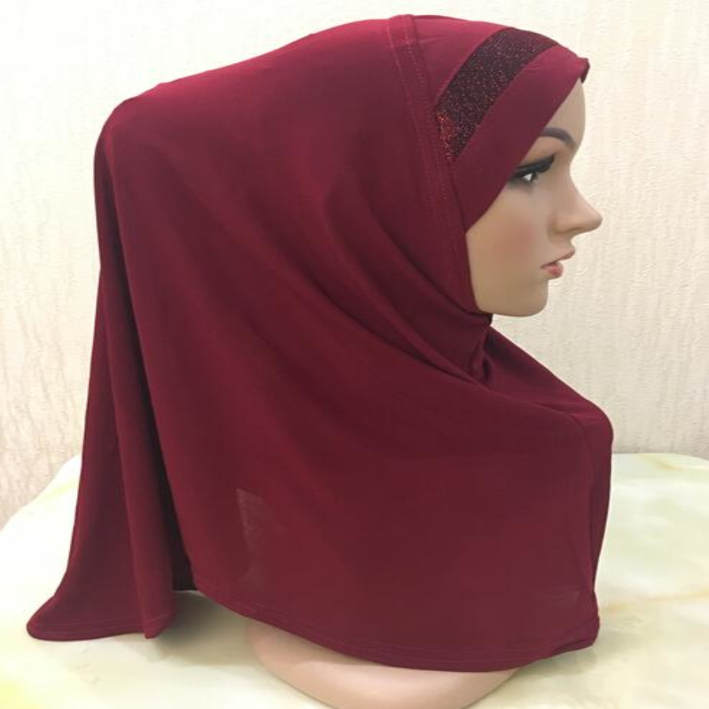Foulard hijab à paillettes pour grandes filles musulmanes, H063, écharpe islamique à enfiler, foulard amira, haute qualité