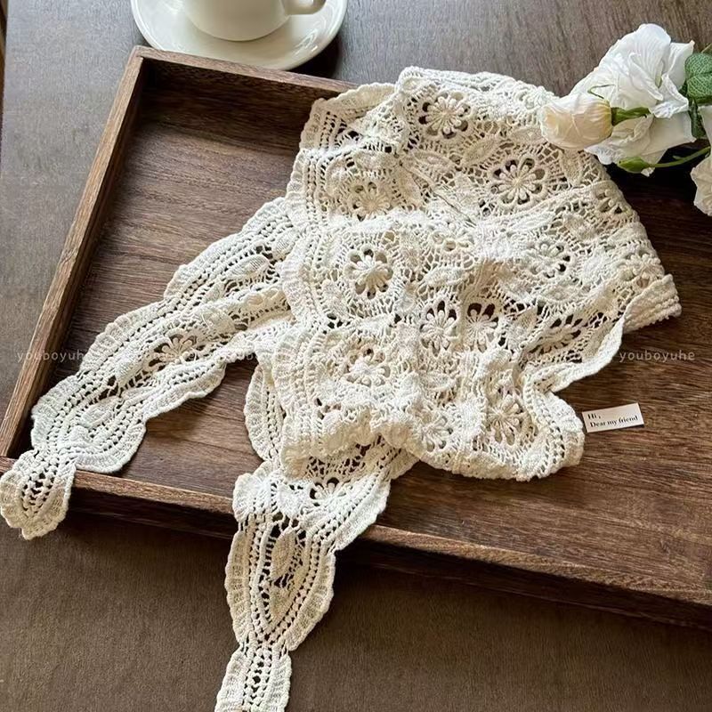Foulard en dentelle tricotée au crochet, adapté aux vacances à la plage, à un usage quotidien, respirant, protection solaire, 1 pièce