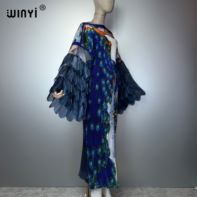 Robe plissée élastique WINYI, style kaftan, abaya de luxe pour femme musulmane, idéale pour la plage, les soirées et les événements à Dubaï