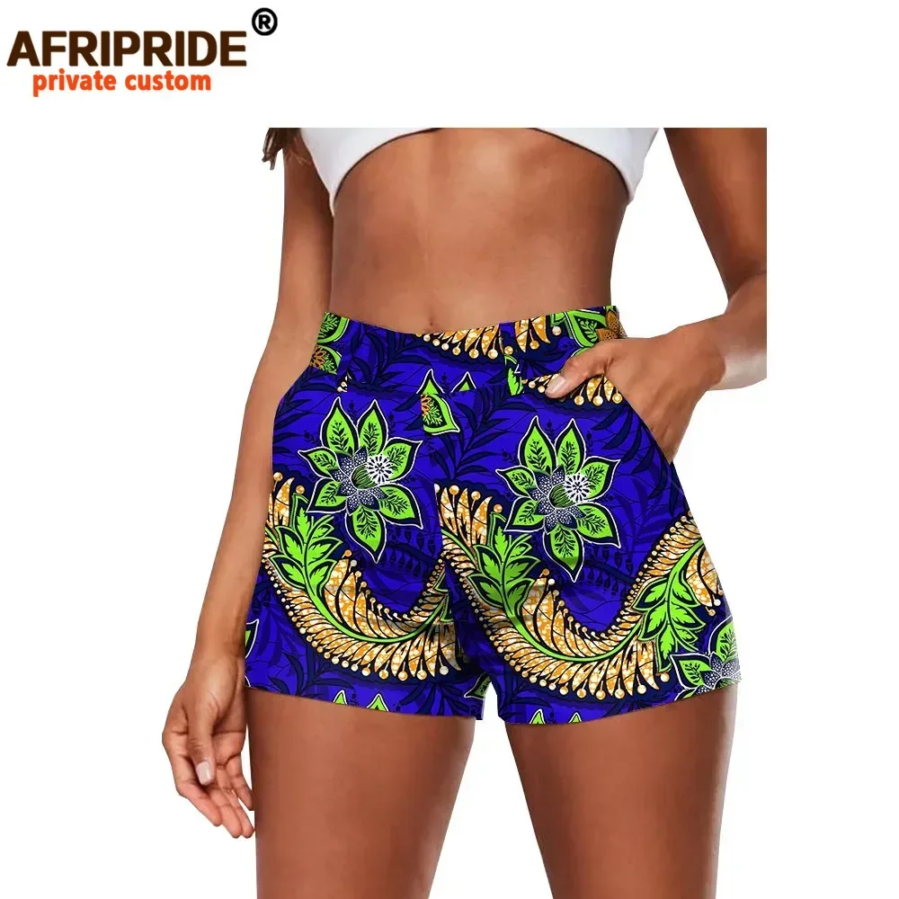 Shorts imprimés africains, mode d'été, décontractés, sexy, en coton, grande taille, coupe ajustée, taille haute, Ankara Dashiki AFRIPRIDE A2021002
