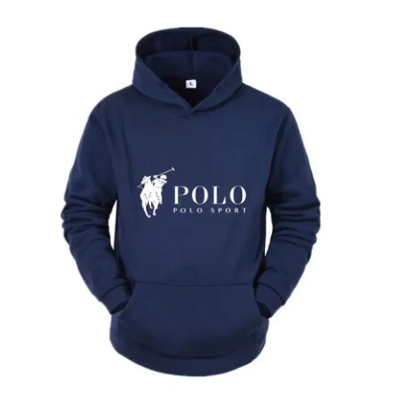 Polo Sport classique noir à capuche hommes Sport décontracté pur coton à capuche mode cheval Logo imprimé à capuche
