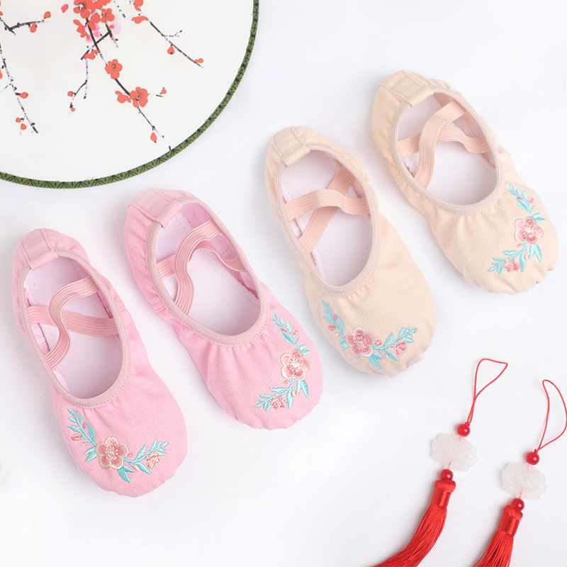 Chaussures de ballet brodées pour filles, chaussures de danse souples pour femmes, pour l'entraînement et la performance, chaussures de ballerine antidérapantes, ballerines de danse professionnelles