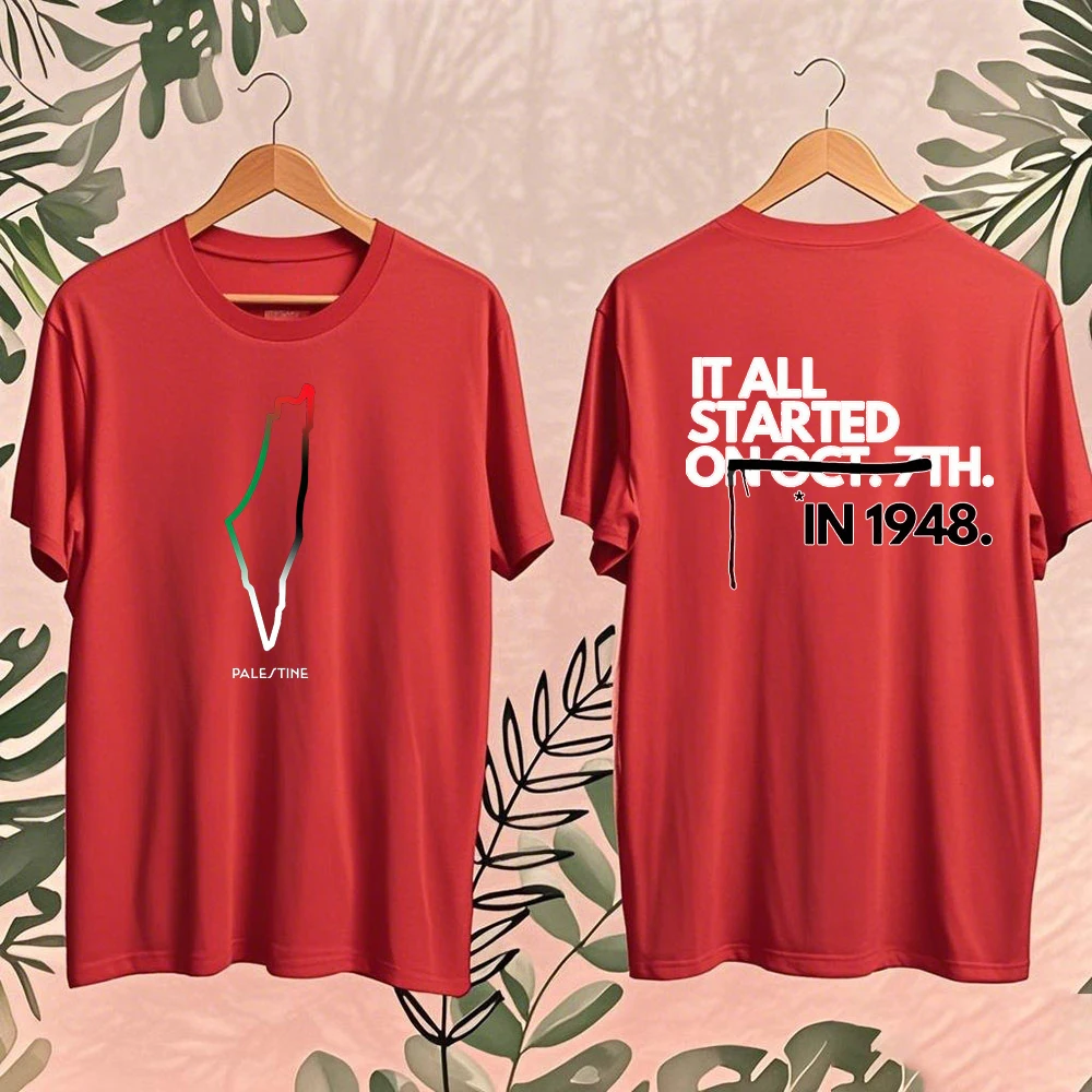 Chemise palestinienne couleur pastèque 2025 manches courtes T-Shirt en coton décontracté pour hommes femmes arabe Shemagh graphique t-shirts