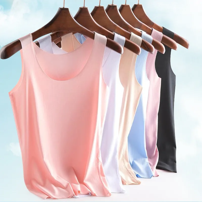 Débardeur d'été sans couture en soie glacée, gilet pour femme, sous-vêtements pour étudiantes, Style coréen, sangle fine