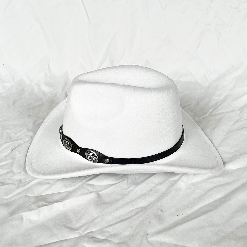 Chapeau de cowboy monochrome pour homme, chapeau haut de forme Jazz pour femme, chapeau Fedora bouclé pour femme, chapeau de chevalier Jazz, grand chapeau ethnique ander