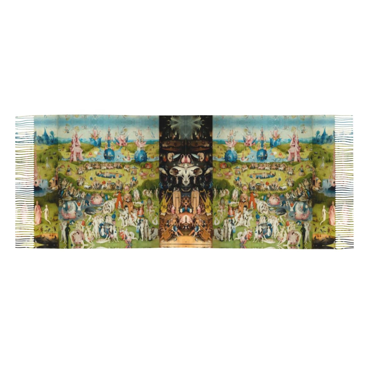Écharpes longues personnalisées pour femmes, jardin des délices terrestres, hiver, automne optique, chaud, gland, châle, écharpe enveloppante